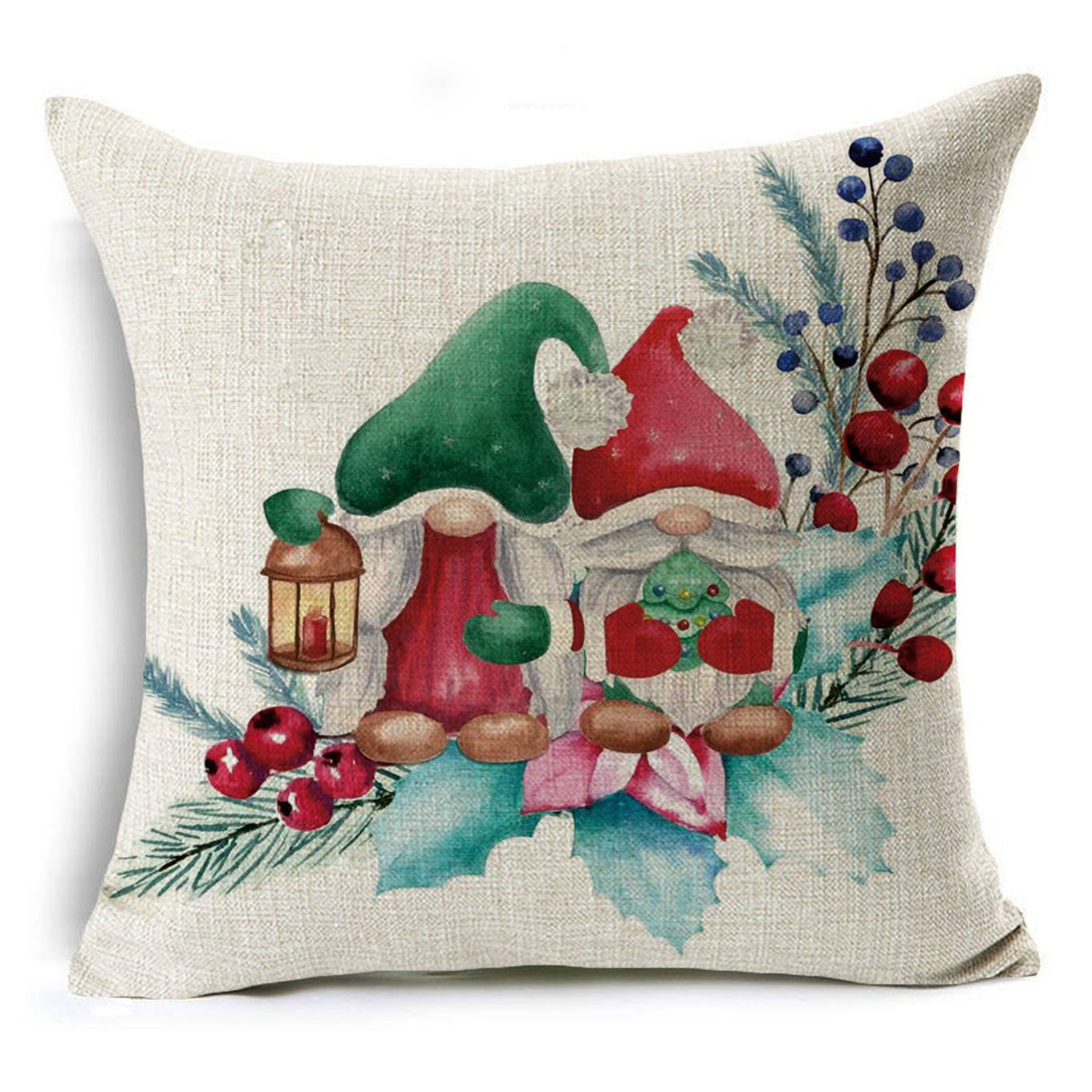 Colorful Christmas Linen Cushion Cover