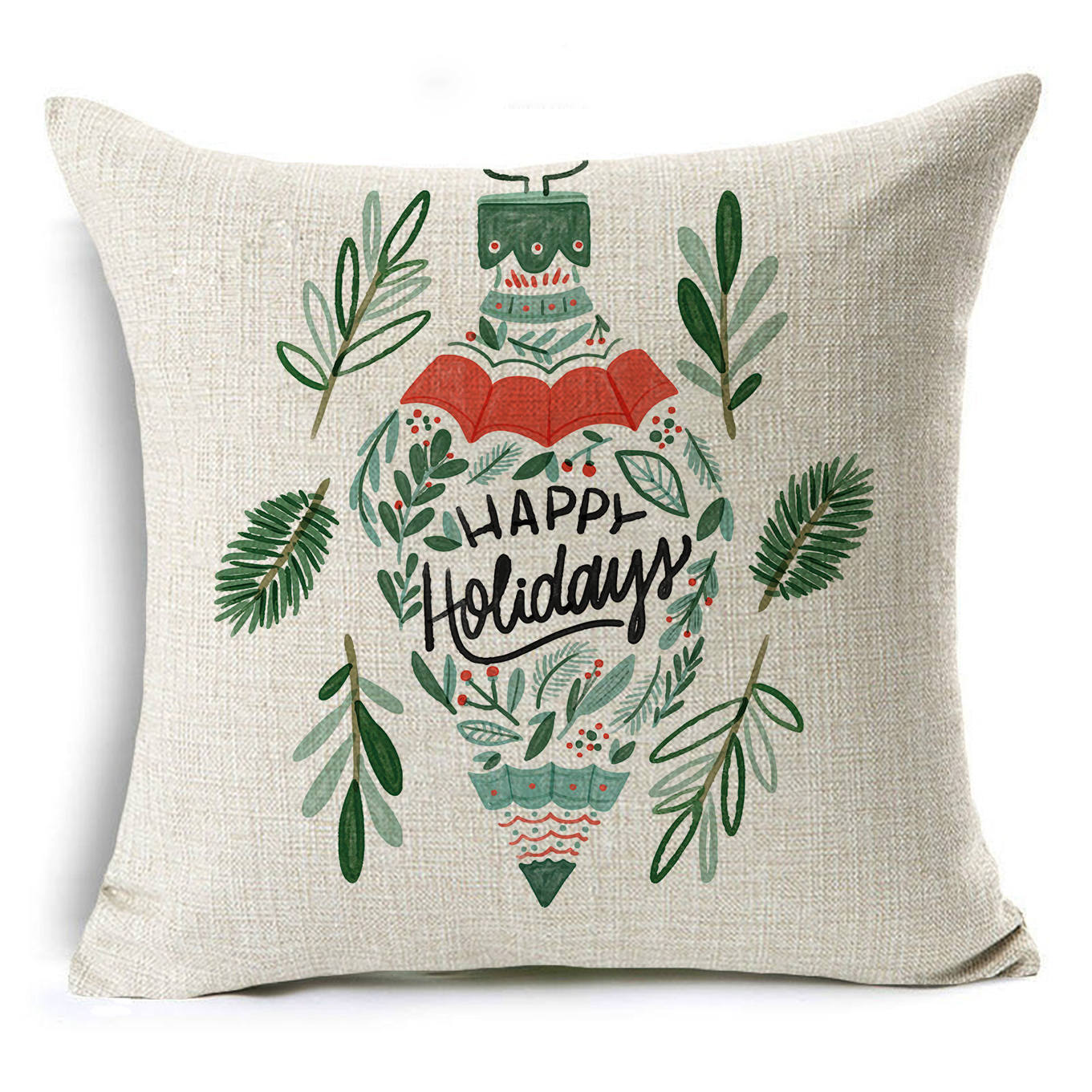 Colorful Christmas Linen Cushion Cover