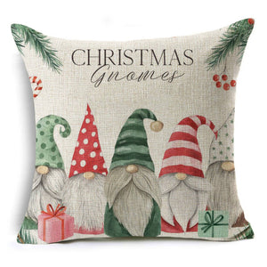 Colorful Christmas Linen Cushion Cover