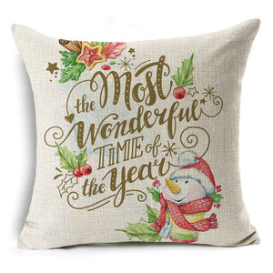 Colorful Christmas Linen Cushion Cover