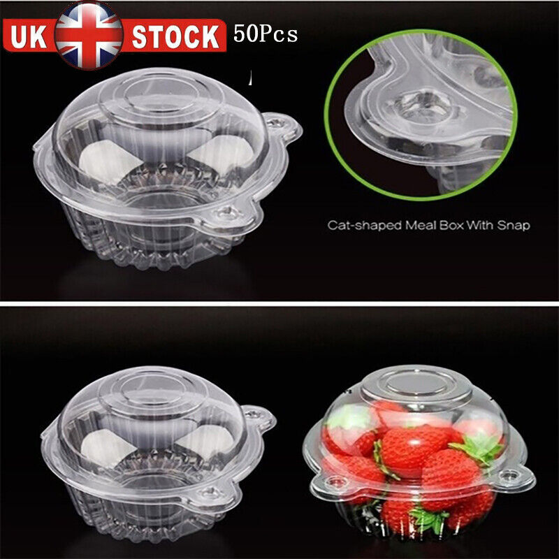 100 SINGLE CUPCAKE BOXES CLEAR MUFFIN HOLDER CASES DOMES CUPS PODS CONTAINERS