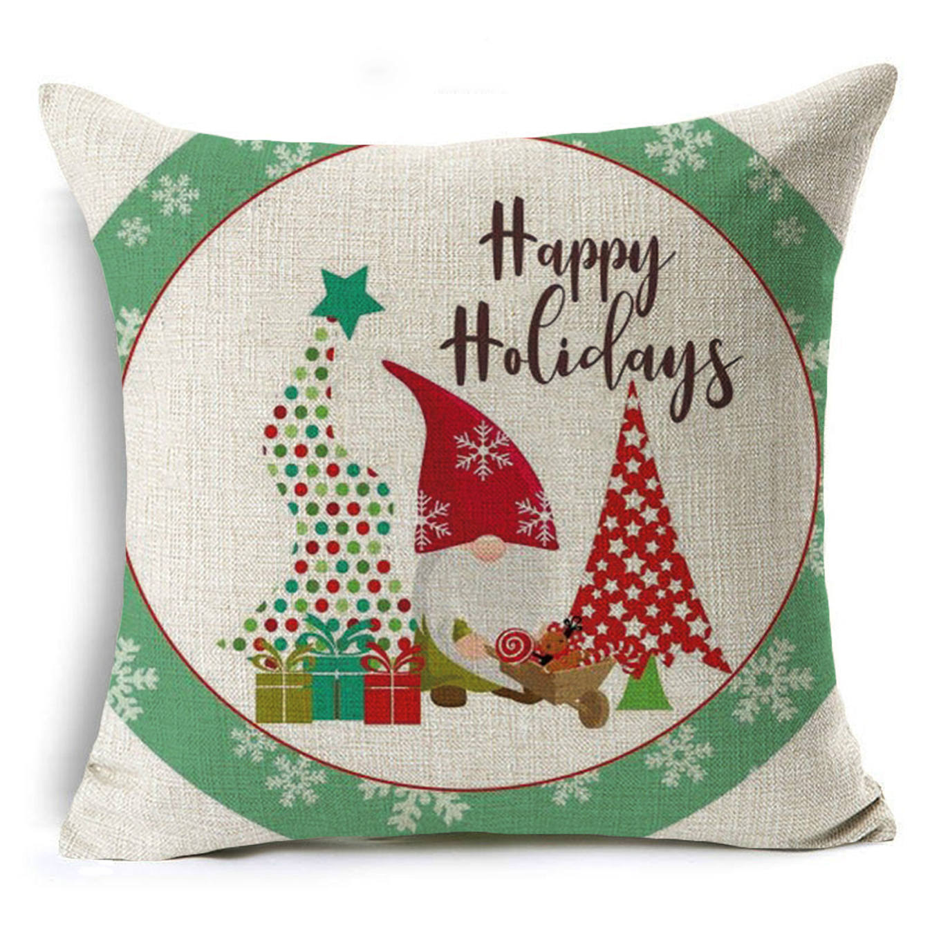 Colorful Christmas Linen Cushion Cover