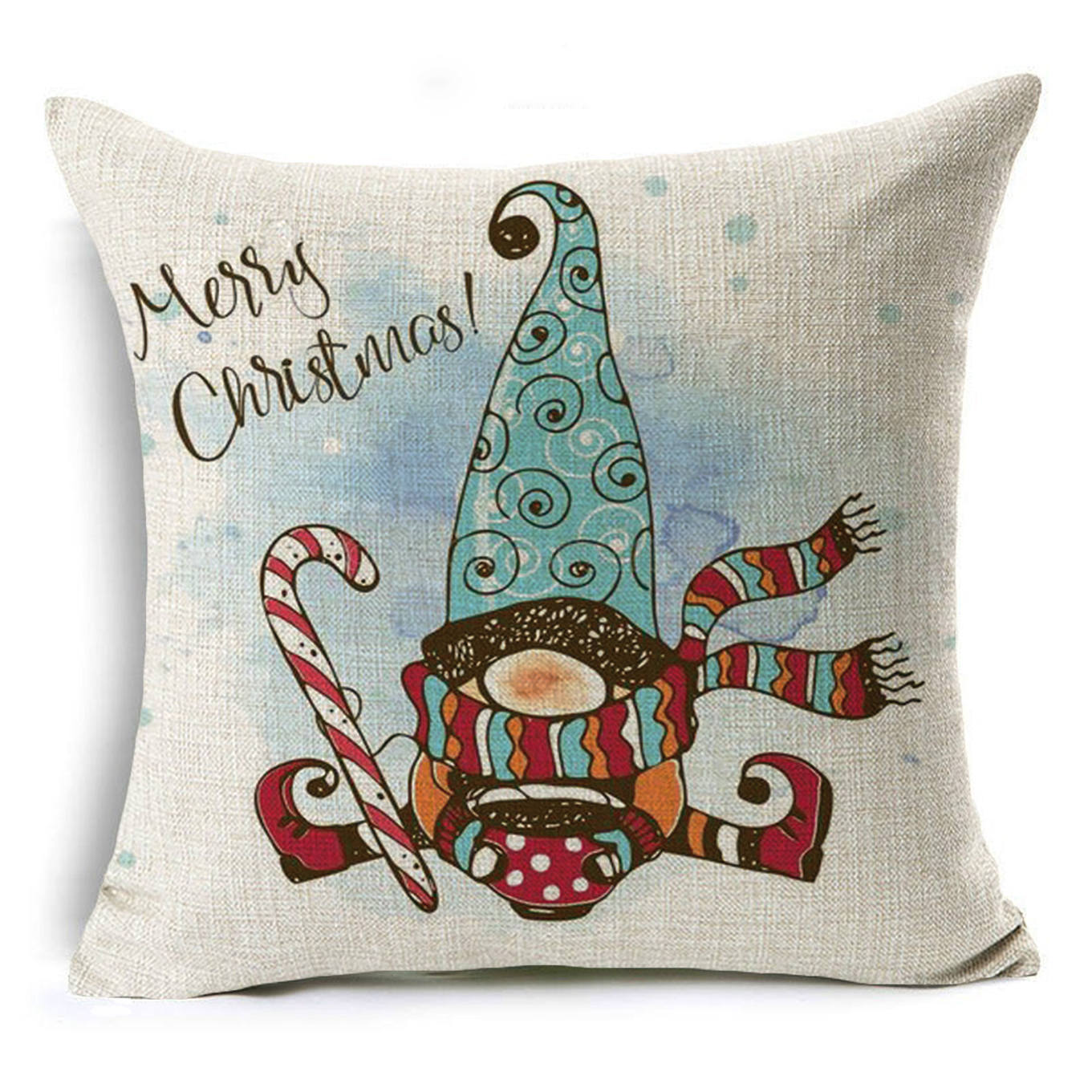 Colorful Christmas Linen Cushion Cover