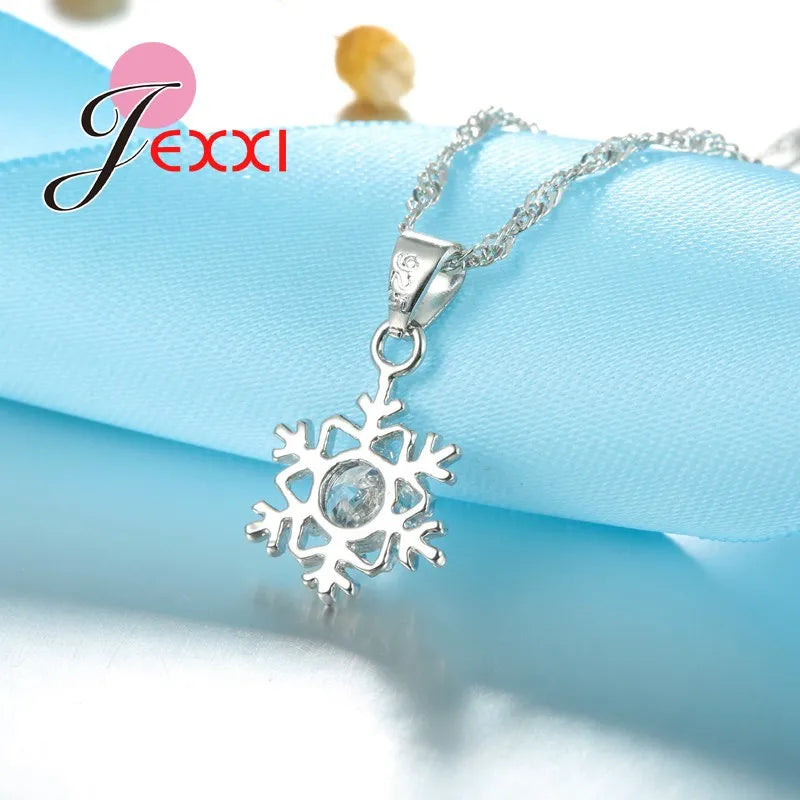 Trendy Women Necklace Earring Jewelry Sets Snowflake