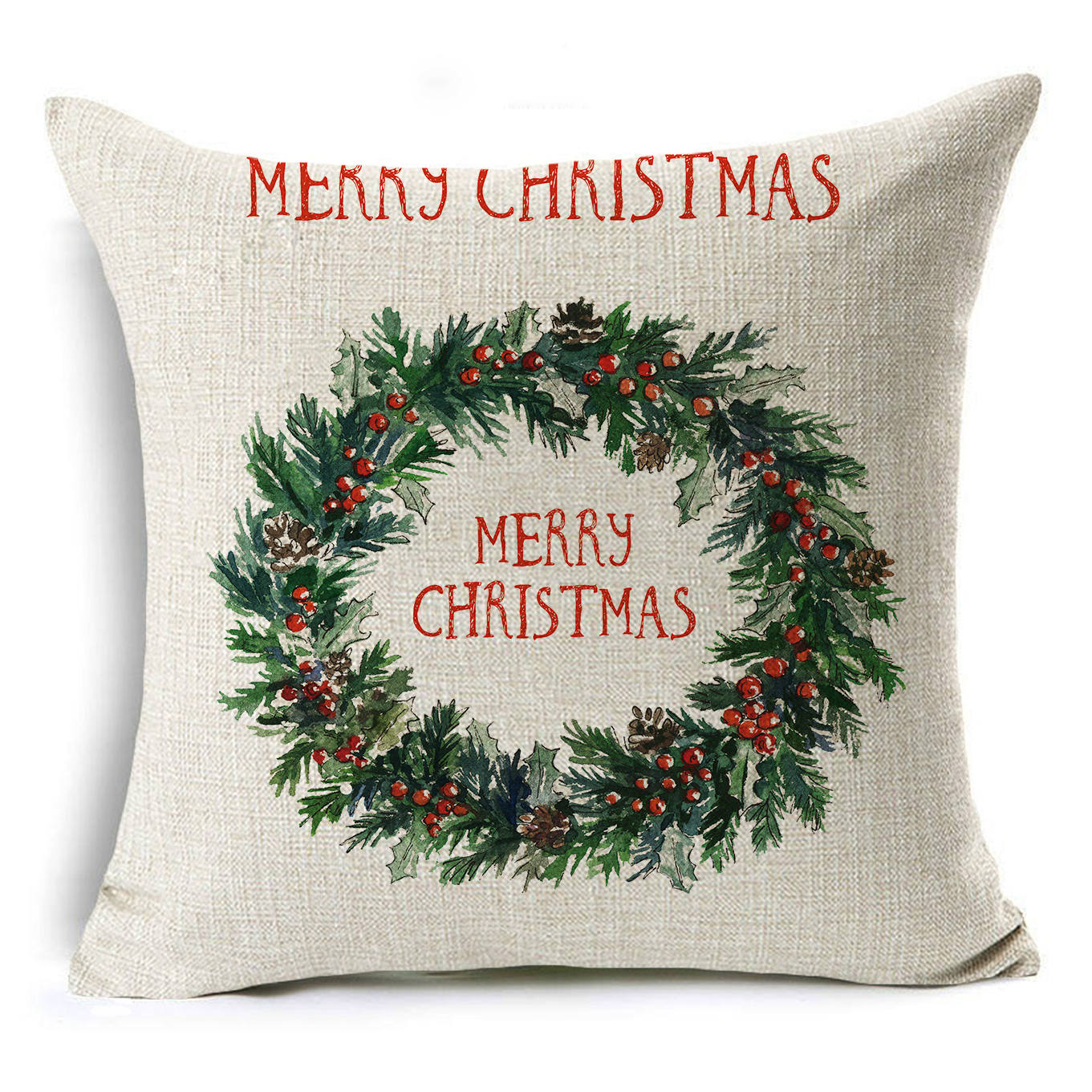 Colorful Christmas Linen Cushion Cover