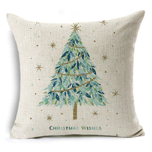 Colorful Christmas Linen Cushion Cover