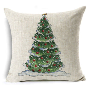 Colorful Christmas Linen Cushion Cover