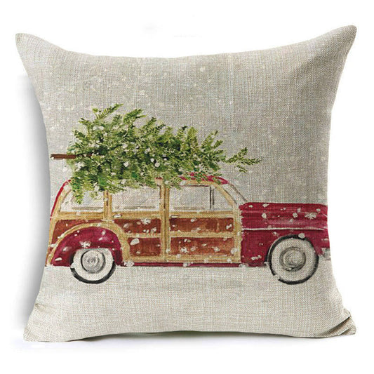 Colorful Christmas Linen Cushion Cover