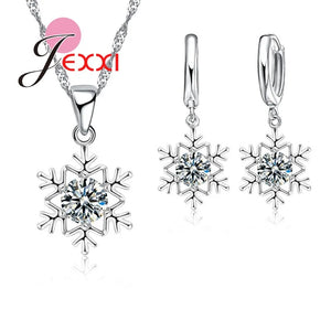 Trendy Women Necklace Earring Jewelry Sets Snowflake