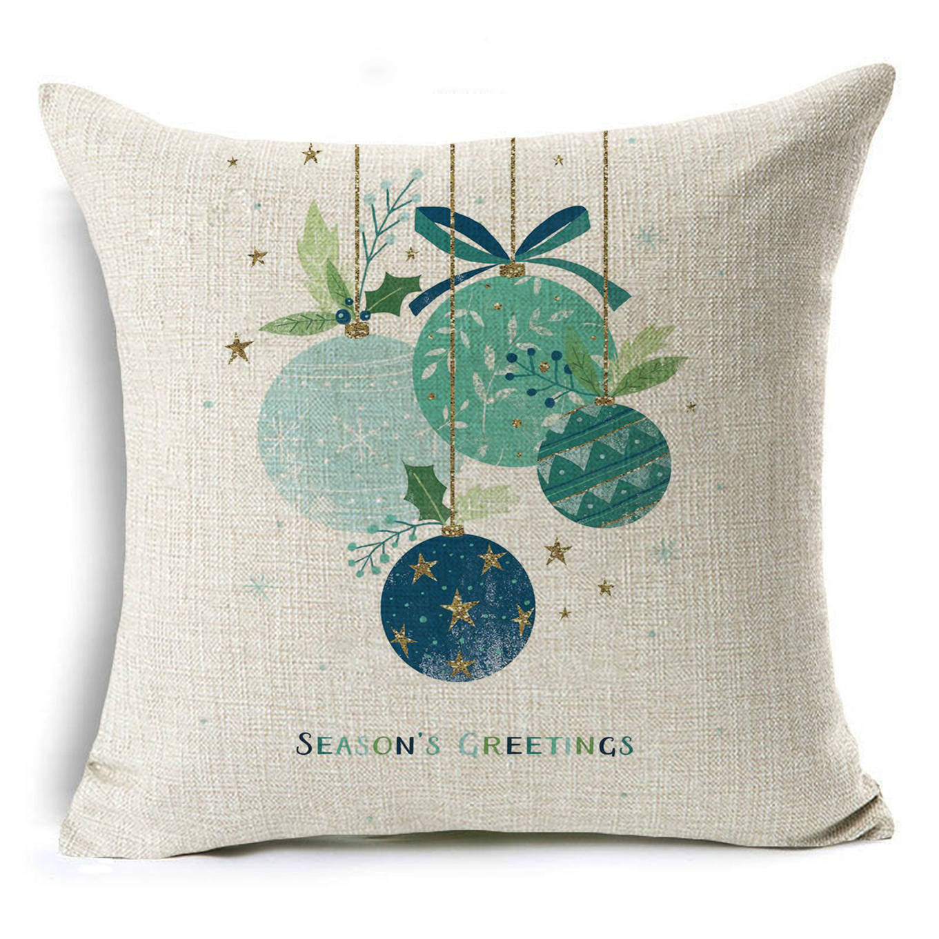 Colorful Christmas Linen Cushion Cover