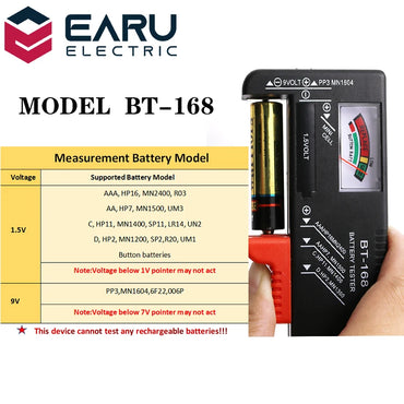 BT-168 AA/AAA/C/D/9V/1.5V batteries Universal Button Cell Battery Colour Coded Meter Indicate Volt Tester Checker BT168 Power