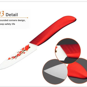 FINDKING Brand High sharp quality Ceramic Knife Set tools 3 4 5 6 Kitchen Knives  with red flower Dropshipping + Covers