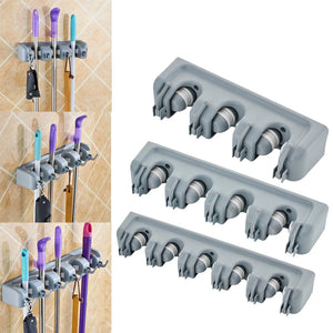 Kitchen Organizer Mop Holder Storage Rack 3/4/5 Position Wall Mounted Shelf for Mount Screw Broom Mops Hanger ABS Home Organizer