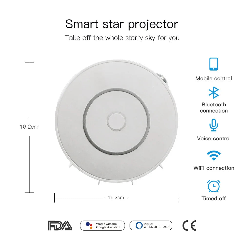 Smart Galaxy Projector: Alexa & Google Home Compatible Night Light with Colorful Stars & Nebula