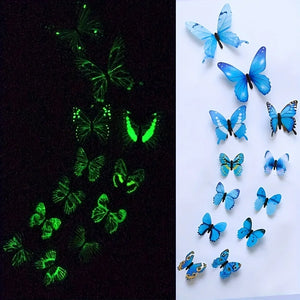 12pcs 3D Luminous Butterfly Wall Stickers 🦋✨