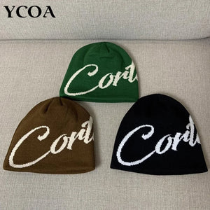 Hip Hop Beanie Women Hat Winter Knitting Caps For Men Kpop Y2k Streetwear Warm Harajuku Pullover Korean Fashion Jacquard Unisex