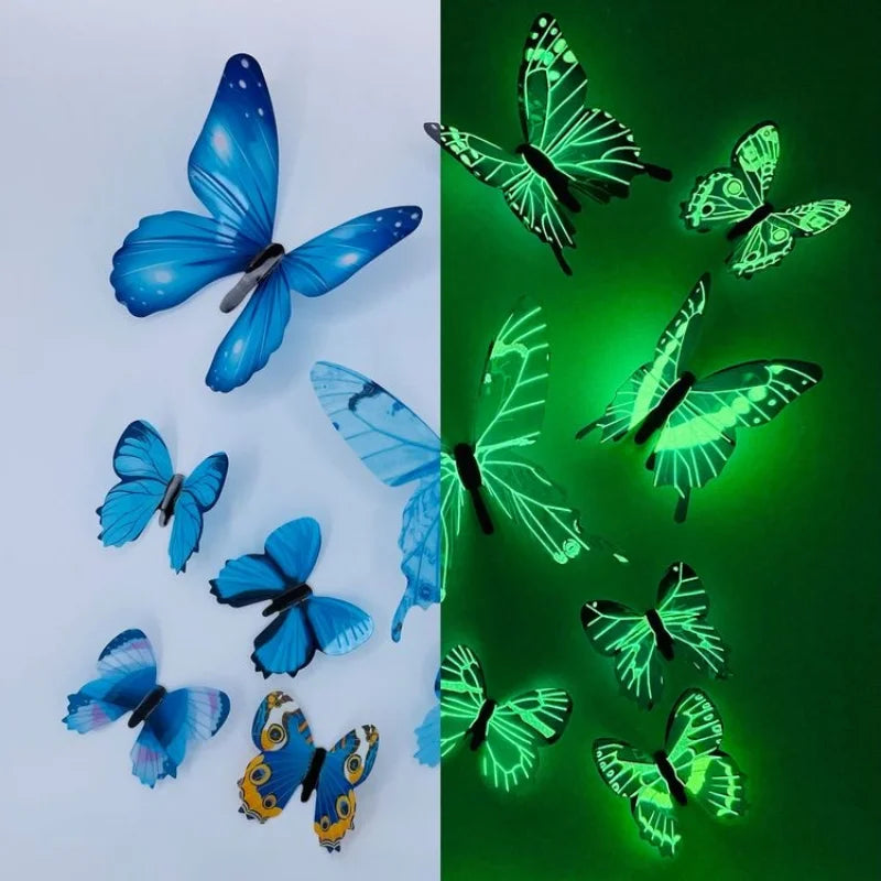 12pcs 3D Luminous Butterfly Wall Stickers 🦋✨