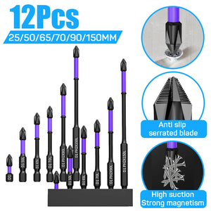 6/12PCS Magnetic Batch Head PH2 Cross Screwdriver Set Impact Drill Bit Screw Alloy Steel Non-slip Cross Screwdriver 25-150mm