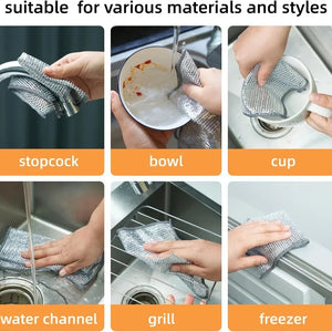 12/1pcs Magic Cleaning Cloth Thickened Double -sided Metal Steel Wire Rags Kitchen Dish Pot Washdishing Cloths Towel Clean Tools