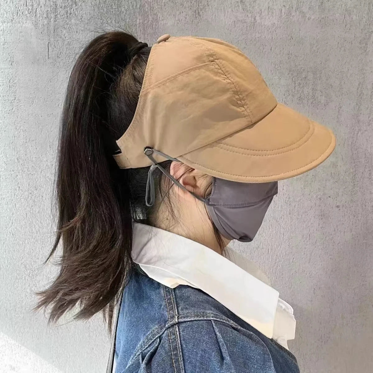 Summer Wide Brim Sunhat Women Sun Hats Foldable Adjustable Outdoor Beach Bucket Hat UV Protection Visors Fisherman Ponytail Caps