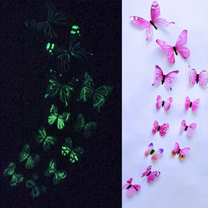 12pcs 3D Luminous Butterfly Wall Stickers 🦋✨