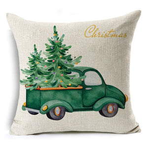 Colorful Christmas Linen Cushion Cover