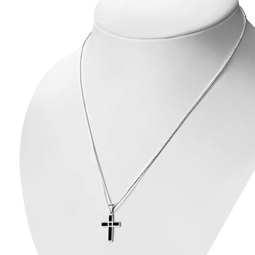 Black Onyx Cross Sterling Silver Pendant