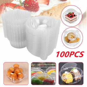 100 SINGLE CUPCAKE BOXES CLEAR MUFFIN HOLDER CASES DOMES CUPS PODS CONTAINERS