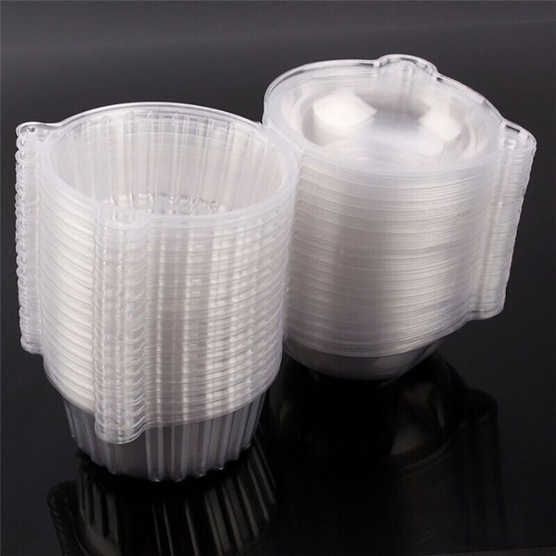 100 SINGLE CUPCAKE BOXES CLEAR MUFFIN HOLDER CASES DOMES CUPS PODS CONTAINERS